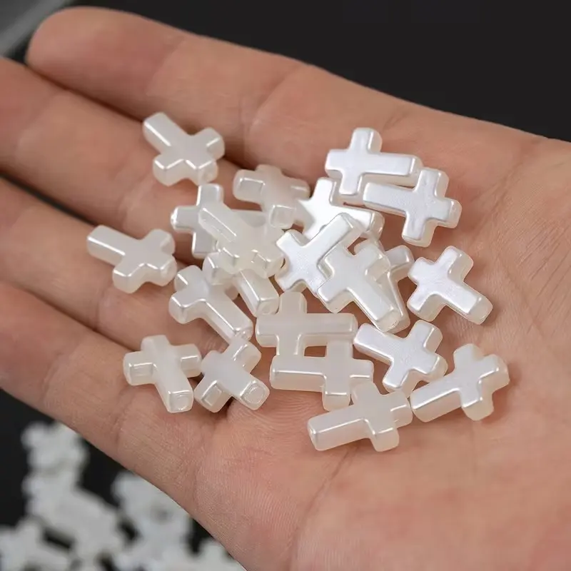 50pcs Imitation Pearl Cross Charms, Cross Charms For Jewelry Making, DIY Jewelry Making Supplies, Necklace Bracelet Phone Chain, Religious Faith Accessories, Cross Bead Charm, Diy Jewelry Decoration