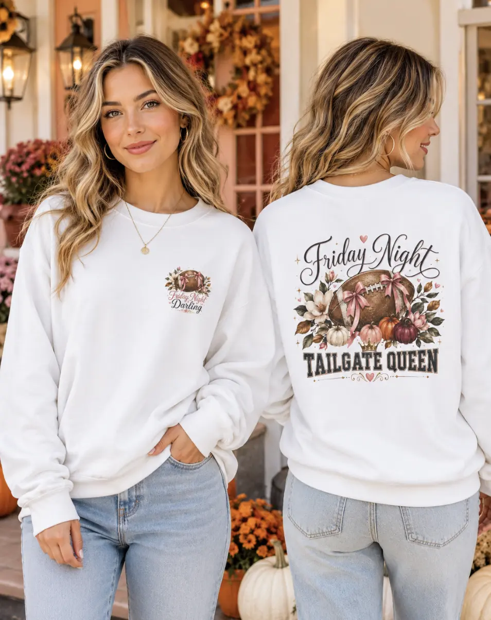 Friday Night Tailgate Queen Sweatshirt | Football Pumpkin Crewneck | Fall | Cozy