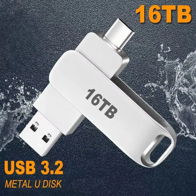 16TB 3.2 Flash Drives High Speed USB Transfer Metal Pendrive Memory Card Pendrive Flash Disk Memoria Waterproof Stick