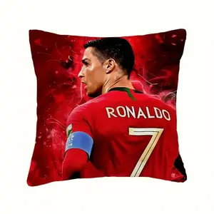 1pc 2D Single-Sided Printed Retro Ronaldo Football Pillowcase, Machine Washable Polyester,  Essential for Enthusiasts - Pillow Insert Not Includ