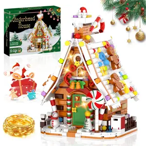 TENHORSES Christmas Gingerbread House Building Set 916PCS with LED Light Wooden Model Kit for Kids & Adults Holiday Decor Interactive Building Block Toy