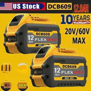 2-Pack 12.0Ah Replacement for Dewalt 20v/60v Flexvolt Battery Compatible with Dewalt 60V Battery DCB609 606 612 Cordless Tools   Lithium Ion