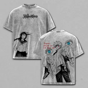 Gojo Satoru T-Shirt – Jujutsu Kaisen Vintage Washed Oversized Graphic Tee, Streetwear Casual, Heavy Cotton Unisex Top, Limitless Power Design, Gift for JJK Fans