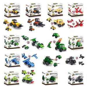 Vehicle Theme Assembly Set 10 Pieces, Racing Car, Engineering Truck, Fighter Jet, Rocket Car, Three Deformable Modes, Abs Plastic Toy Cars Series