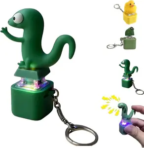USB Rechargeable Lizard Keychain Stress Relief Toy with Light & Sound Effects, Portable Sensory Fidget for Anxiety Relief