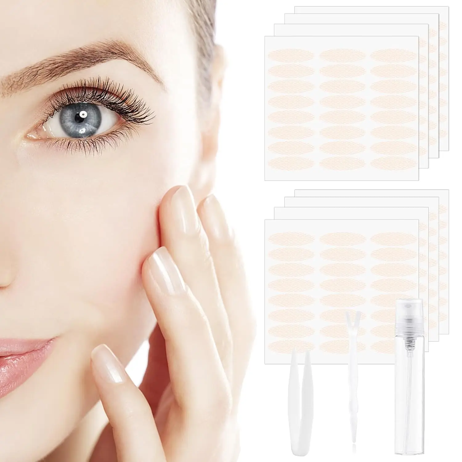 Invisible Eyelid Lift Strips (Invisible Beauty Tape) - 384-Piece Waterproof Tape, Affordable Yet Pro-Level Quality Assortment Pack for Droopy & Hooded Eyes with Applicator Kit
