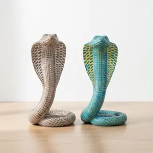 King Cobra Polyresin Statue - Animal Figure, Artificial Resin, Collectible, Contemporary Sculptural, Decorative Accent Piece, Home & Office Decor, Strength-Wisdom Exotic Artwork, Unique Snake Ornament, Ideal Gift, Animal Figure Statues, Artificial Resin S
