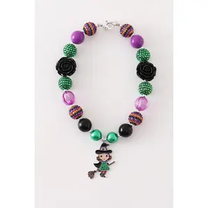 Halloween witch bubble chunky necklace