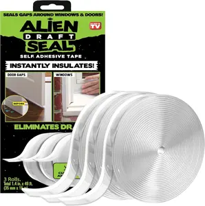 Alien Seal Anti-Draft Adhesive Tape | Silicone Weather Seal Strip for Doors & Windows | 3 Roll Set