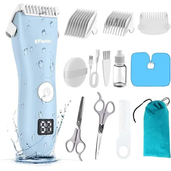 Anti-Nick Waterproof Baby Hair Clippers - Ceramic Blade, Professional Quiet Rechargeable Cordless Hair Trimmer for Kids with LCD Display, Anti Nick Waterproof Hair Trimmers & Clippers