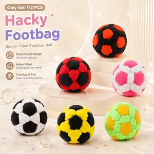 1/2 PC Hacky Footbag Sack Soccer Style, Plush Panel Pellet Filled Footbag Ball, Soft Grip Juggling Balls Coordination Training Toy for Indoor Outdoor Play