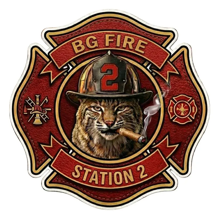 BG Fire Station 2 Reflective Vinyl Window Decal - Multi-Size Hard Hat Decal for Maltese Customers (TikTok-Inspired Car Exterior Sticker)