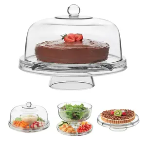 6-in-1 Glass Cake Stand & Serving Set | Multiuse Entertaining Server