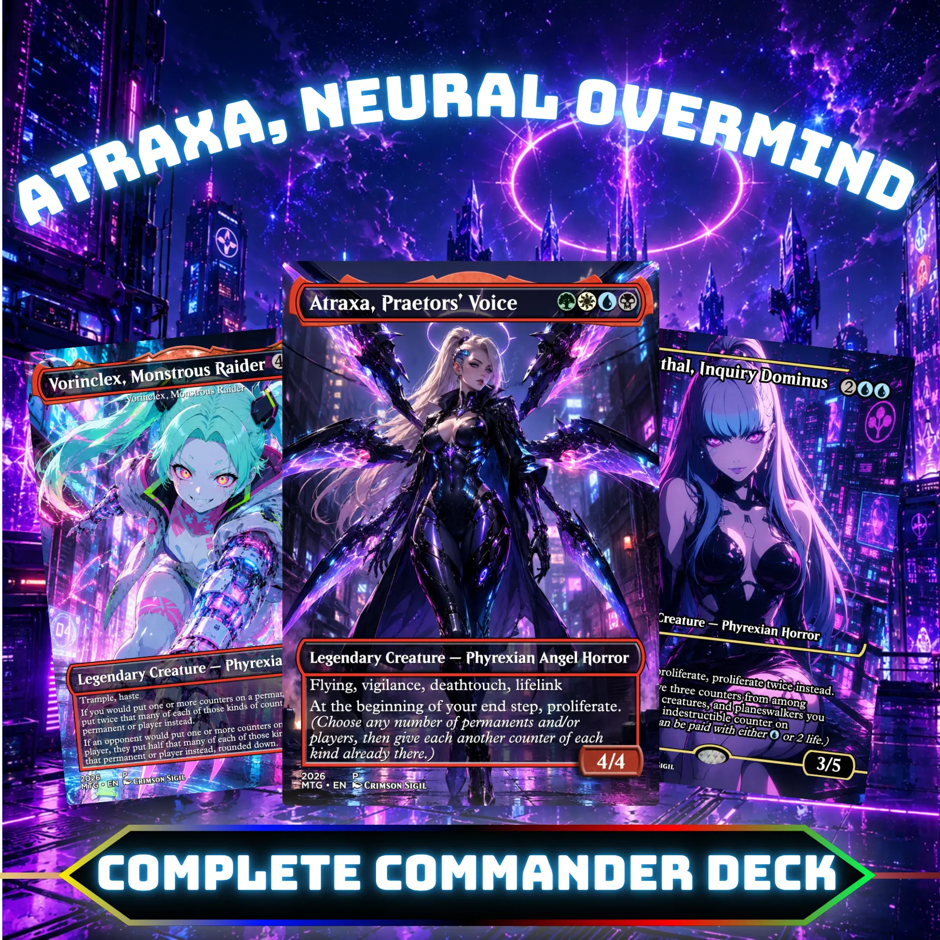 Atraxa, Neural Overmind EDH Commander Deck | 100 Cards + Tokens | Custom MTG Proxy