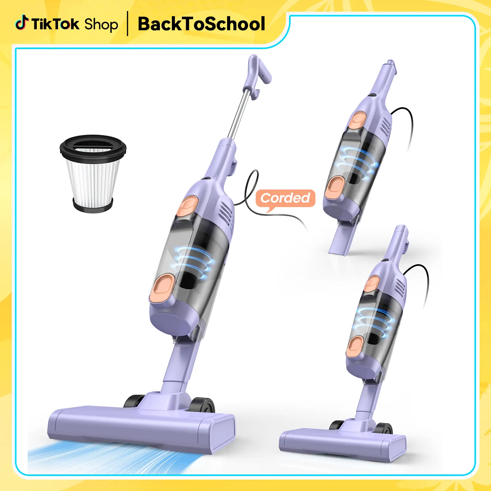 INSE R6X Corded Stick Vacuum, 15KPa Suction with 600W Motor, Ultra-Lightweight Bagless Upright Vacuum with Handheld for Home Hard Floor Hardwood Floor Pet Hair Car Cleaning home cleaning tools home appliances Purple pet lovers home essentials