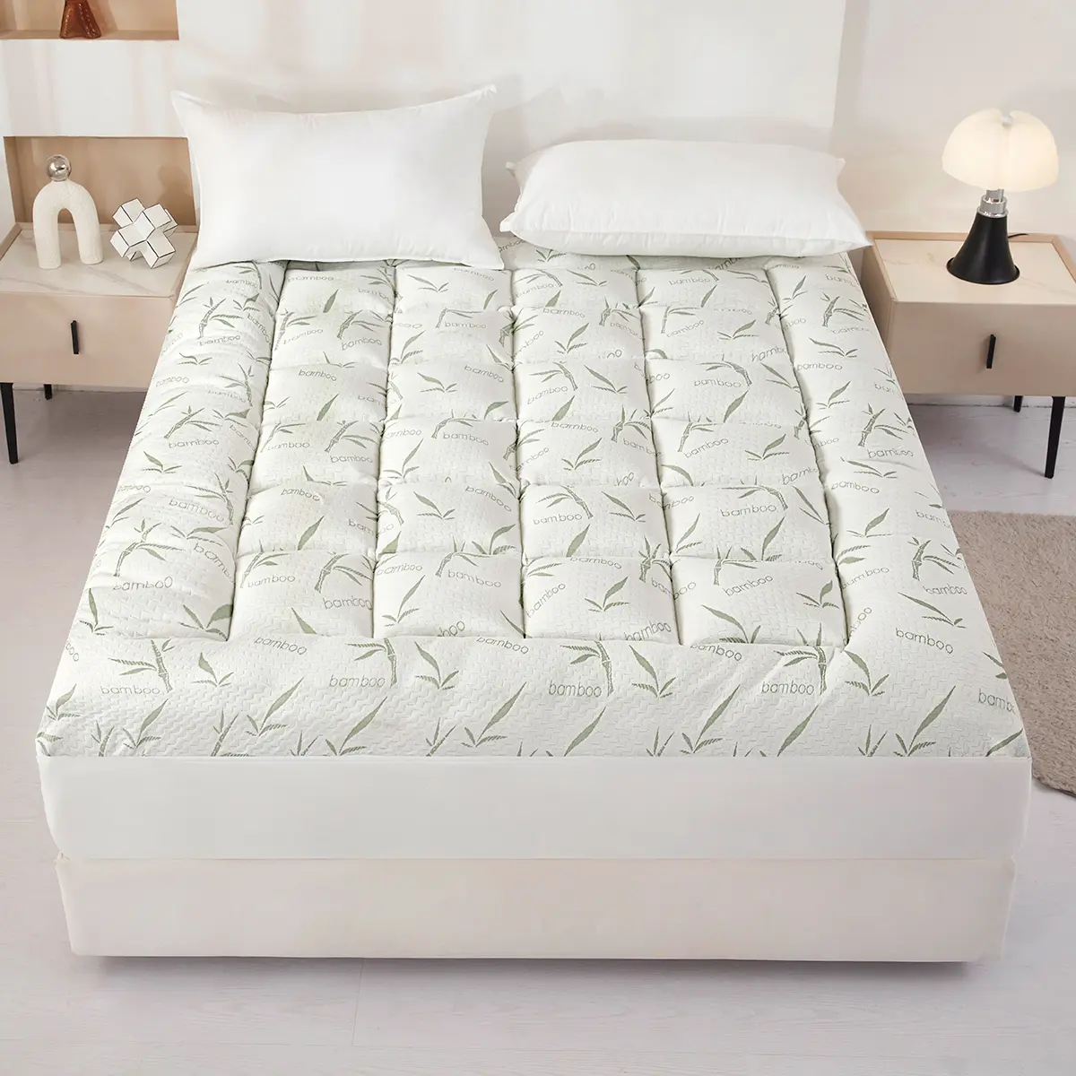 BoveLink Bamboo Mattress Protector - Natural Bamboo Fiber Bed Cover, Soft Mattress Pad, Polyester, Breathable, Durable, Skin-Friendly, Warm, Wrinkle-Resistant for Any Bed