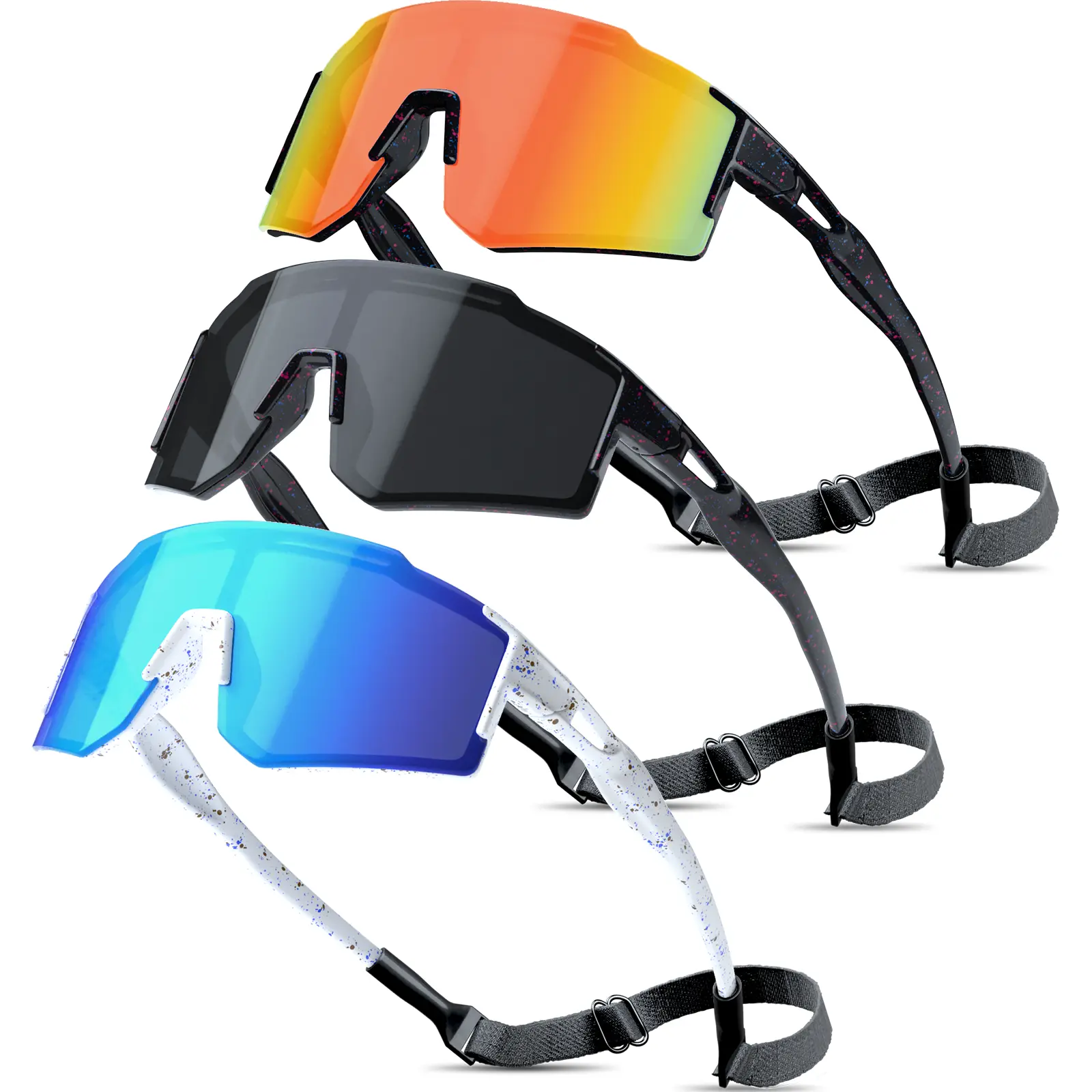 3Pack Kids Sunglasses,Youth Baseball Sunglasses kids cycling Sunglasses for Boys Girls Age 6-14 UV Protection Goggles