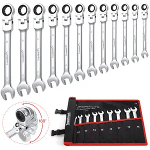 14-Piece Metric Ratcheting Wrench Set – 6-19mm Fixed Head – Chrome Vanadium Steel Combination Spanners – Multi-Project Use – Storage Bag Included
