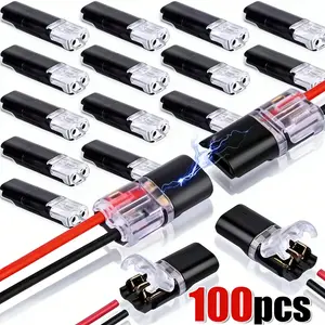 100pcs 2-Pin Quick Connectors, No Welding Tool-Free Wire Connectors, Awg18-22 Snap-On Electrical Terminals, Low Voltage LED Strip and Car Wiring