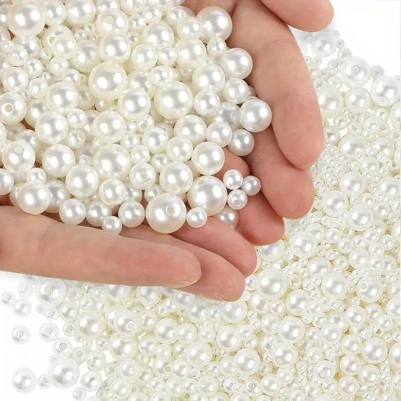 948Pcs Pearl Beads & 5Pcs Pearl Bracelets Set, 4 Size Round Pearls for Bracelets Making Kit Small Pearl Filler Beads with Hole for DIY Craft, Bohemian Stackable Elegant Pearl Bracelets Set Holiday Jewelry