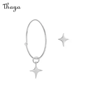 Thaya 925 Silver Small Star Asymmetric Earrings