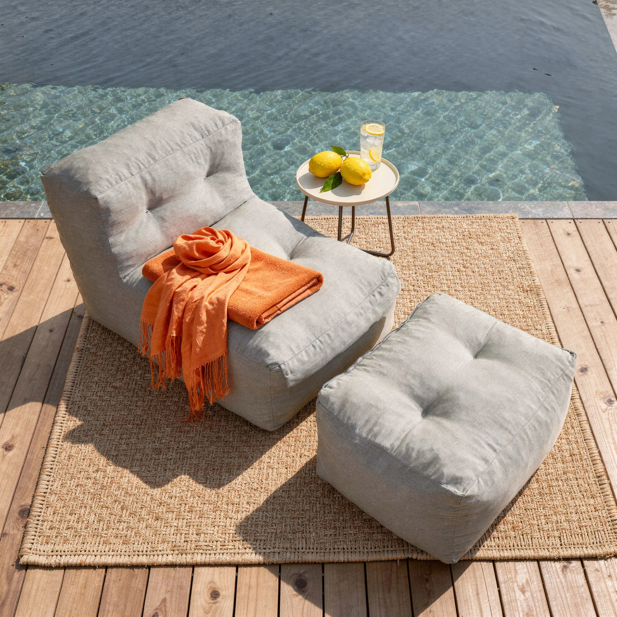 XIZZI Outdoor Indoor Bean Bag Chair with Ottoman,Outdoor Indoor Bean Bag Chair with Ottoman, 2-in-1 Lounge Beanbag with Filling, Water-Repellent Polyester Patio Sofa,  No Assembly Required deskmakeover