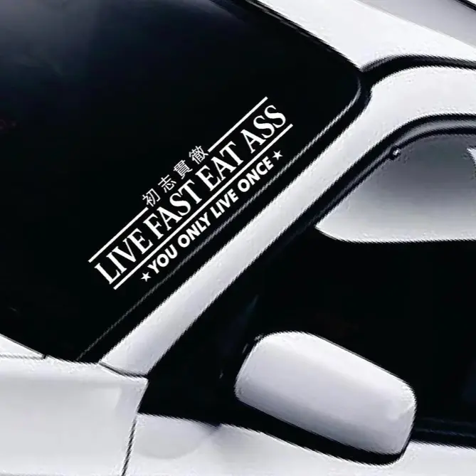 Live Fast Eat A You Only Live Once Car Decal Truck Bumper Sticker Window Windshield Banner JDM Vinyl Men Funny v1