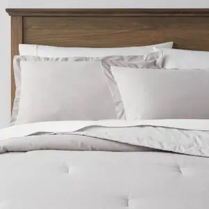 Threshold 3-Piece Chambray Comforter Set OEKO-TEX Solid Fabric, Gray, King