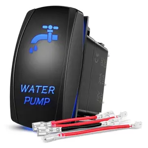 Nilight Water Pump Rocker Switch 5 Pin Laser On Off SPST switches 20A/12V 10A/24V Blue Freshwater Tank Toggle Switch for Car Boat Marine Pontoon RV Camper Travel Trailer
