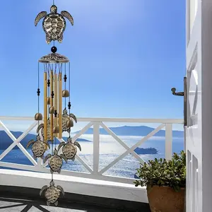 Turtle Design Wind Chime, 4-tube 6-bell 7-handmade Metal Turtle Wind Chime, Soothing Wind-driven Tones Chime, Decorative Durable for Outdoor Garden Balcony Tree Decoration, Garden Accessories, Outdoor Patio