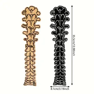 Extra Large Spine-Shape Iron-On Patches, 2 Pcs, Yellow & Black Options, Free-Cutting DIY Embroidered Applique with Punky Print, Gothic Vibe & Bold Look for Embroidered Jeans, Jackets