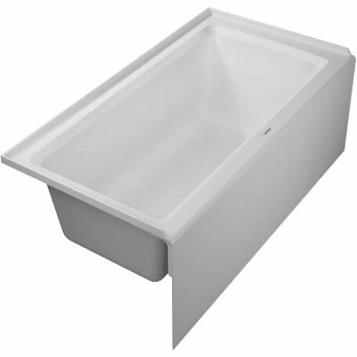 212 MAIN Duravit 60" x 30" Acrylic Rectangular Architec Drop-In Alcove Soaker Tub, Left Drain, White, Heat-Retentive, Easy Installation, Deep Soak Tub