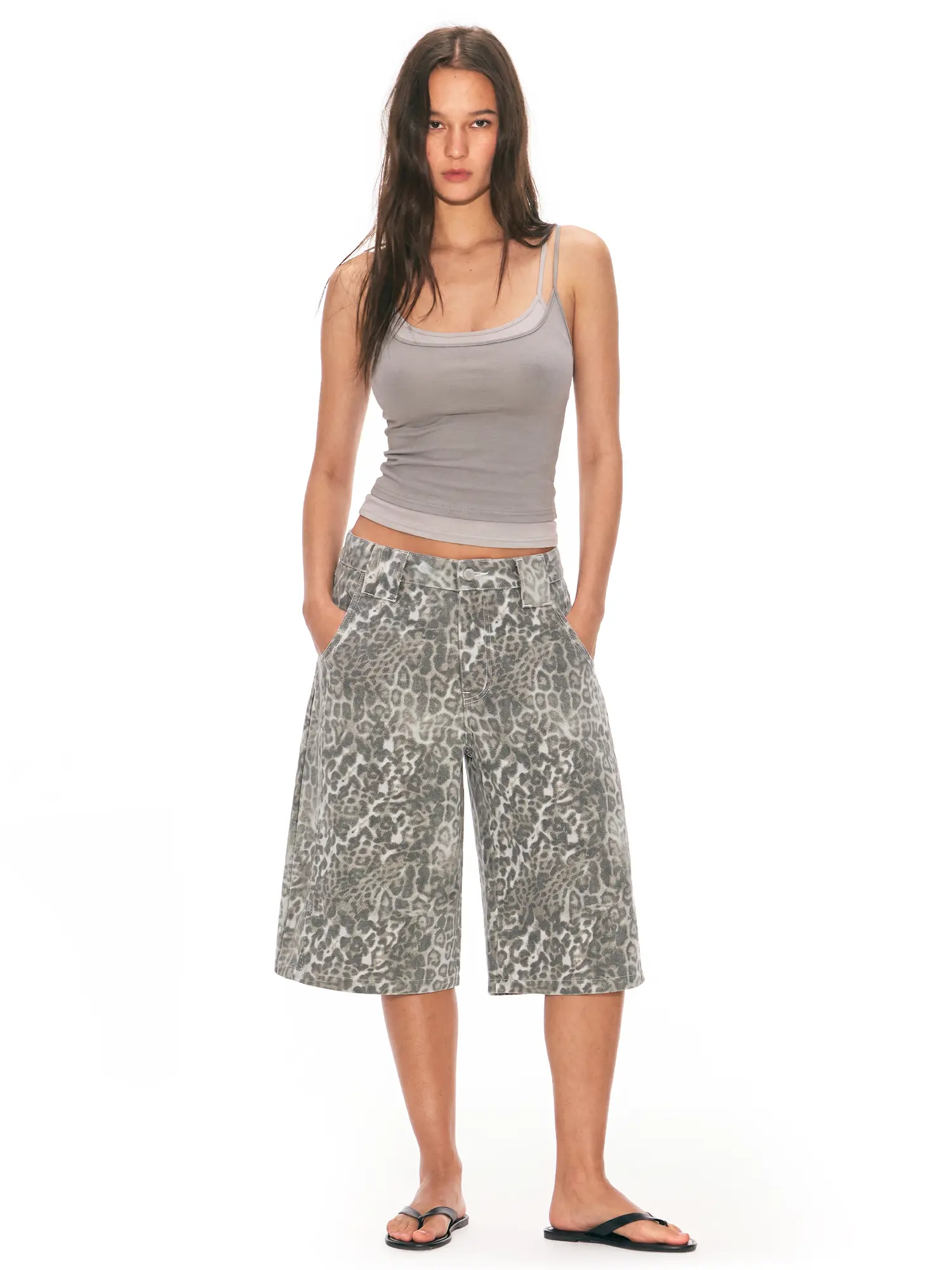 FDR Leopard Print 3/4 Shorts Wide Leg Streetwear Unisex Summer, Bottoms, Casual Relaxed Shorts, Cheetah Print Shorts, Loose Shorts