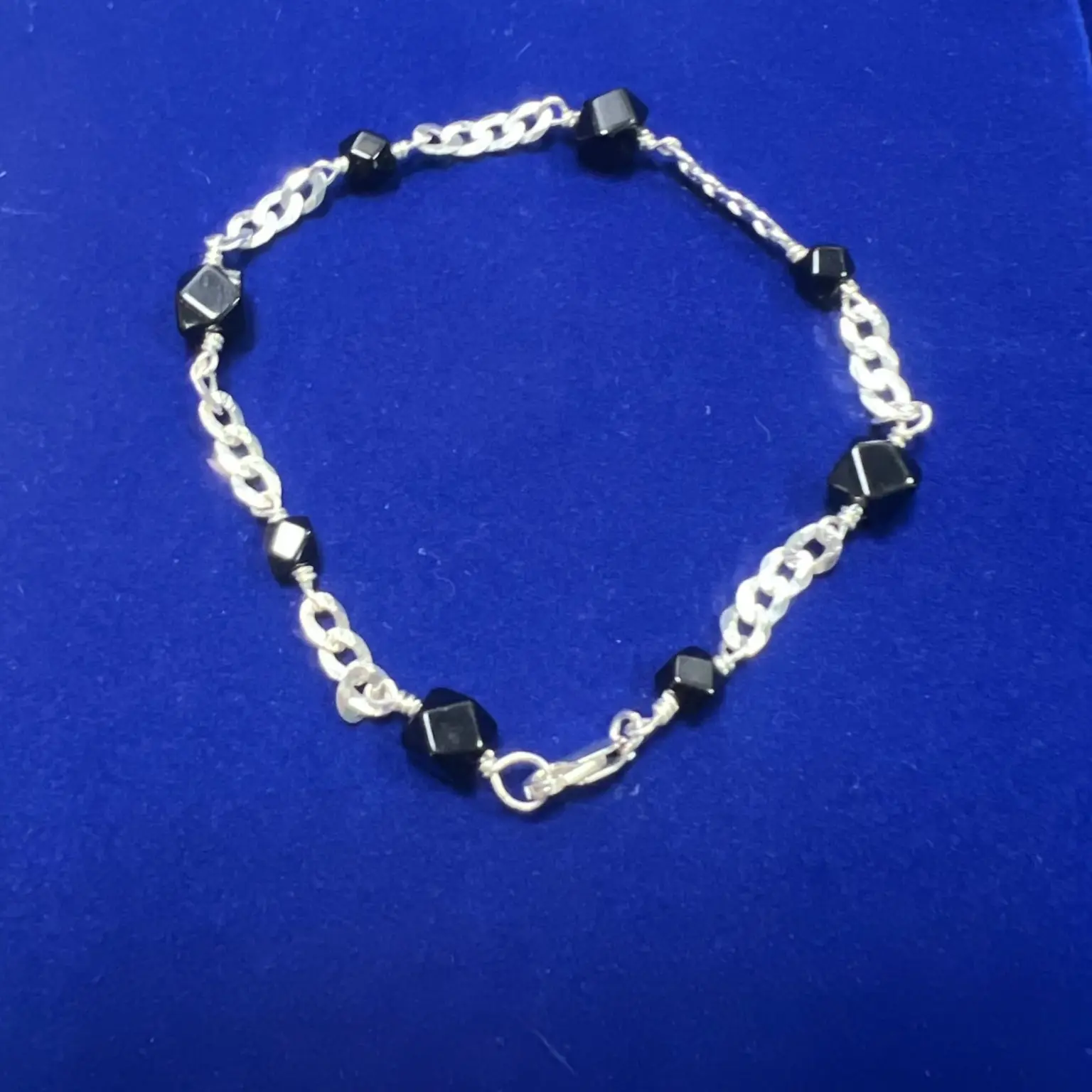 Handmade 925 Sterling Silver Azabache  Bracelet  (7" / 7.5" / 8")