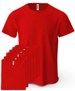 Basico Apparel 100% Cotton Unisex Crew Neck Casual T shirts (6 Pack) Red Plain Classic Breathable Soft Top Shortsleeve T-Shirt Menswear Fitted