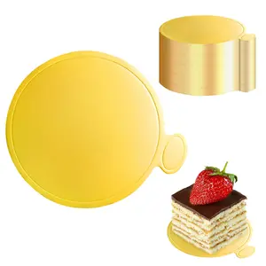 50/100pcs 3.1 Inch Mini Cake Boards, Golden Round Mousse Cupcake Base, Bases Para Postres Mini Paper Plates Circle Dessert Boards