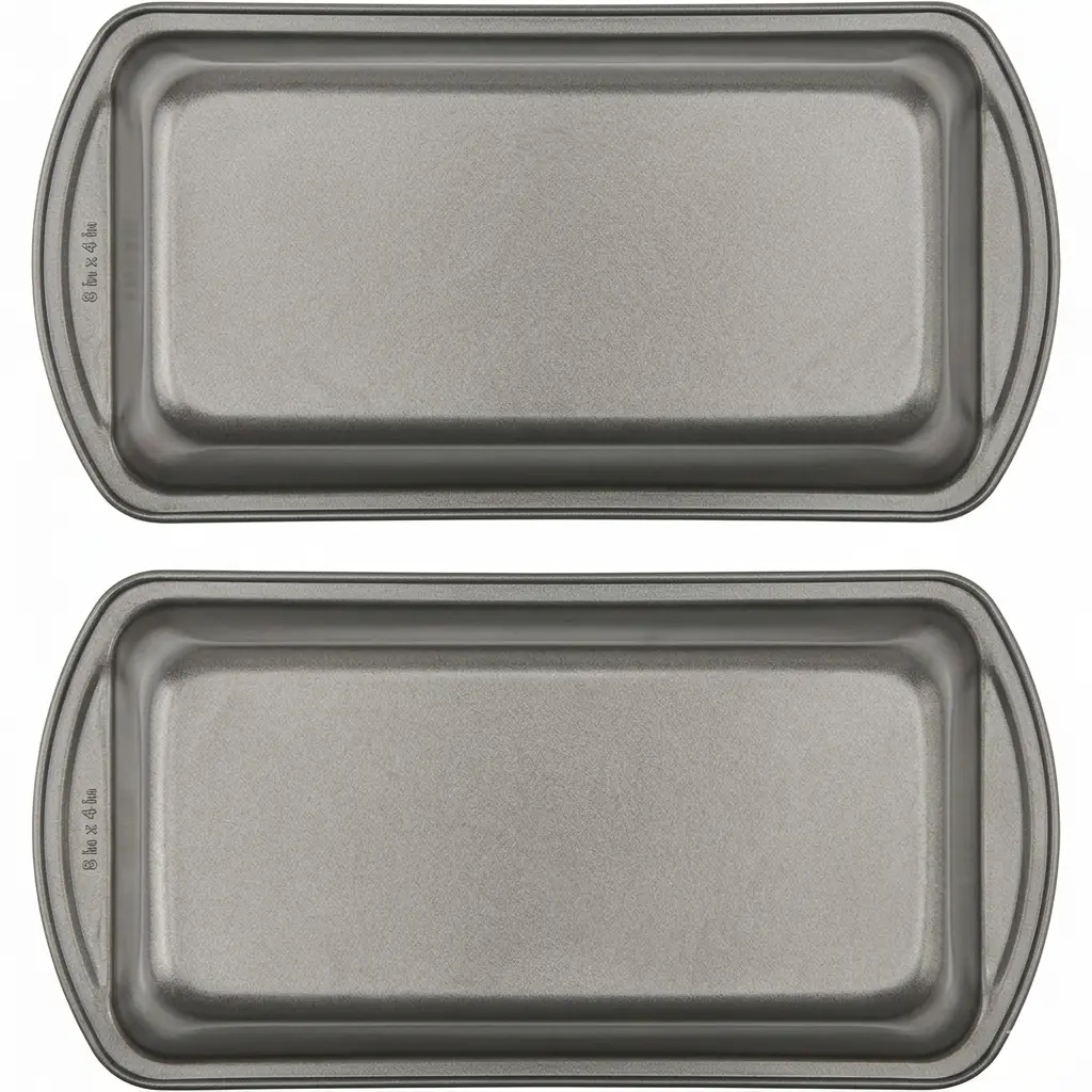 8x4-Inch Nonstick Loaf Pans (Set of 2, Gray) - Heavy-Duty Steel Baking Bakeware with Durable Construction, Easy-to-Clean Coating, Oven & Dishwasher Safe for Cuboid Breads, Meatloaf, 8X4 In