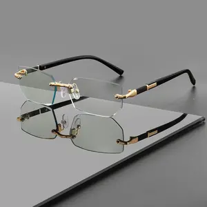 Unisex Rimless Fashion Glasses - 1 Pair, Unique Polygonal Design Fit for All Face Shapes, Versatile Lens Colors for Daily Casual Wear, Party Photo Accessories or Holiday Gifts