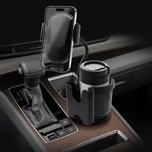 3 in 1 Cup Holder Phone Mount for Car 360° Adjustable Gooseneck Cell Phone Cup Holder Expander for 4-7" Smartphones and Most Water Bottles