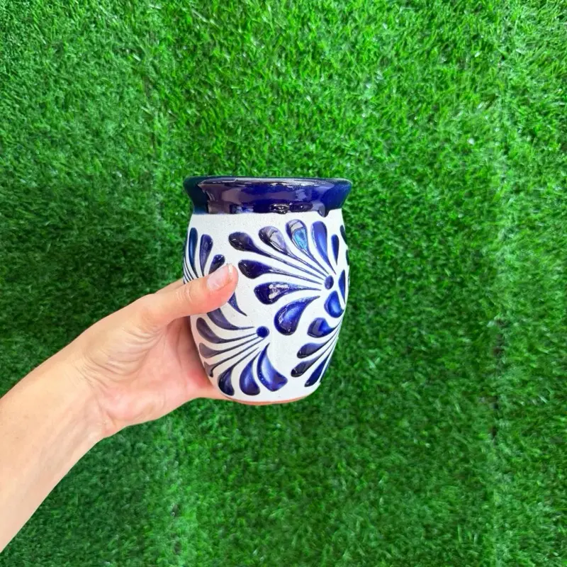 Handmade Engobe Cantarito Cielito Lindo-Cobalto-500ml.
