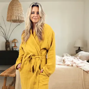 Maura Cloudy Soft 100% Turkish Cotton Bathrobes. 4 Layer Muslin Robe Loungewear Comfort Lightweight, Womenswear. Gowns Nightwear