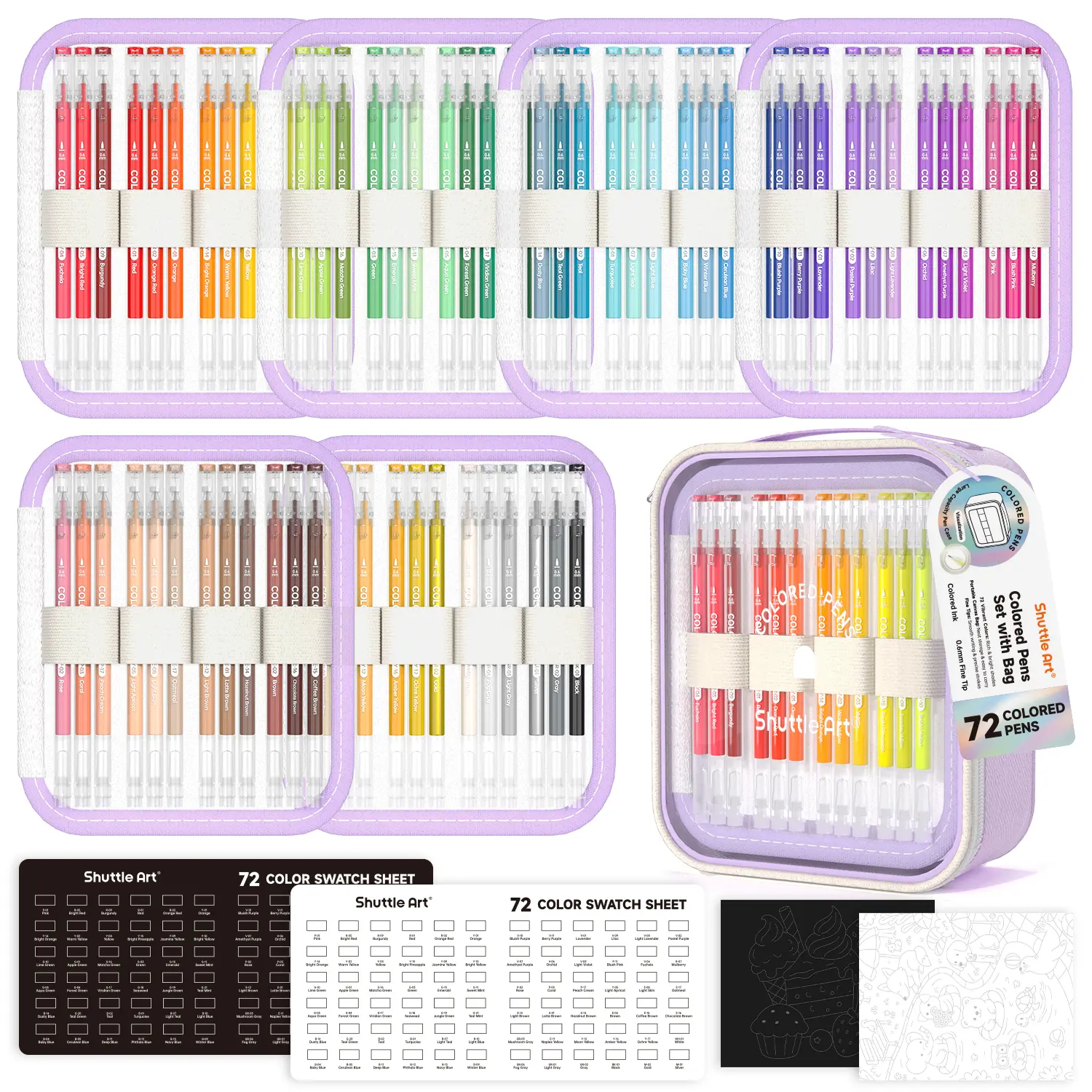 Colored Pens, Shuttle Art 22/24/30/72 Colors Cute Journal Pens 0.6mm Fine Point Colored Gel Pens for Black Paper Adult Coloring Writing Drawing Journaling Note Taking School Office Home,Design,Students,back to school,back to school shopping