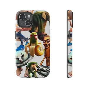 Brainrott Phone Case, Tung Tung Tung Sahur Tough Phone Case, Surreal Cartoon Mashup iPhone Case Featuring Bizarre 3D Characters, viral meme, gift for fans