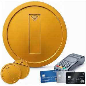 Retro Gold Coin Card Holder, 3D Printed Tap to Pay Coin for Contactless NFC Payment, Secure Hidden Slot Credit Card Protector Sleeve, Nostalgic Gamer Gift for Daily Commute & Shopping, Vintage Gold