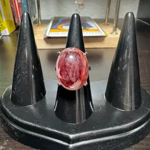Fire Quartz Adjustable Copper Ring - Red Gemstone, Unique Design, Comfortable Fit