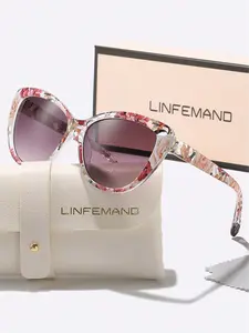 Unisex Vintage Trendy Cat Eye Frame Glasses, Retro Flower Pattern Stylish Glasses for Everyday Use, Fashion Accessories for Outdoor Activities, Trendy Beach Eyewear