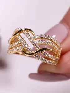 1 Pc Classical Cubic Zirconia Statement Multi Ring For Women Bridal Engagement Ring For Wedding Engagement Anniversary Jewelry Valentine's Day Gift