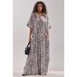 SHE'S RICH OVERSIZED SATIN JUMPSUIT IN SNAKE PRINT