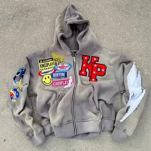 Unisex Letter Print Fashion Hoodie Zipper Casual Jacket Y2K Hip Hop Harajuku Jacket