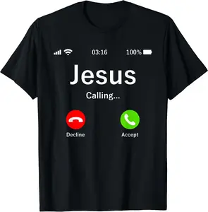 Jesus Is Calling - Christian T-Shirt, Short Sleeve Tee, Full Size, Gift Tee